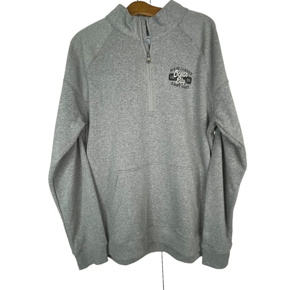 Champion Ocean City Sweatshirt Half Zip Long Sleeve Pullover Gray Size Large NEW